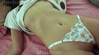 Young amateur girl surprised by an unexpected visitor in her room early in the morning leading to intimate missionary action.