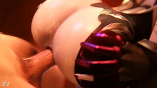 Widowmaker Receives Big Anal Creampie from Assfucking