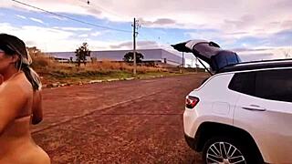 Stepmother caught me with her car outdoors