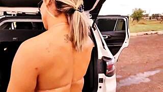 Stepmother caught me with her car outdoors