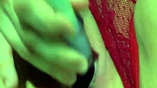 Teasing striptease with toys and flashing in fishnets for exhibitionist fun