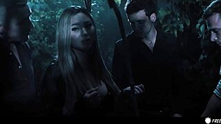 Asian Slut Gangbang - Japanese Girl With Big Tits Used Like Fuckdoll In Woods Freeze Fetish