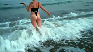 Blonde Flashes Tits And Sucks Cock On Public Beach.