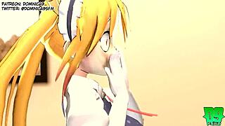 Dienstmeid Draak Tohru in wilde hentai seks voor geld scène