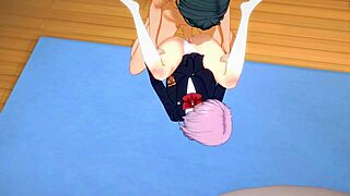 Сердцебиение минет Синдзё Аканэ и интенсивный трах от Уцуми Шо в японском хентай аниме игре порно