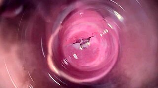 카메라가 미아의 크림 보지 안으로 얼마나 깊게 들어갈까?