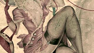 Vintage erotisk illustration vækker nysgerrighed. Hvilke hemmeligheder gemmer sig i denne retro hentai tegneserie kunst?