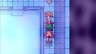 Jodi and Caroline relax in spa in Stardew Valley