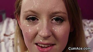 Hot Looker Feels Joy with Cum Shot on Her Face
