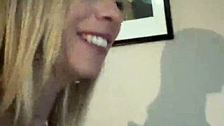 blonde amateur gets assfucked and cum on tits at home