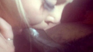 She eagerly gags on the massive black cock, loving every choking moment.