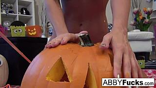 Abigail Carves A Pumpkin Then Plays With Herself