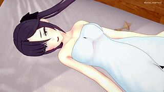 Mona removes her towel in her room to have sex.