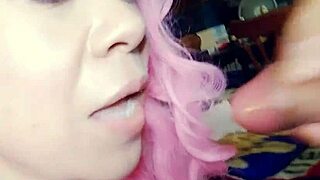 Amateur with big tits swallows monster cock in blowjob