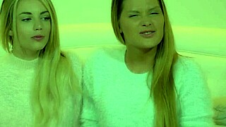 Abby Cross and Blake Eden model together before indulging in lesbian desires