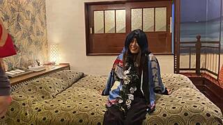 married woman in cosplay on halloween