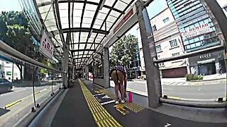 Wearing skirt on metro bus, seeking a rub