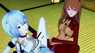 i watch asuka and rei sync their tight juicy pussies in hentai