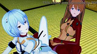 i watch asuka and rei sync their tight juicy pussies in hentai