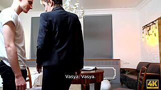 Mature Woman With Short Haircut Gives Muff To Young Man For Sex