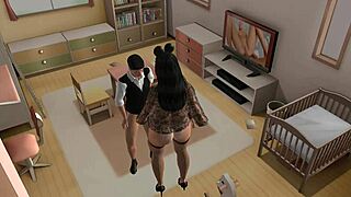 Elder sister catches stepbrother watching porn. She joins for 3d animated action.