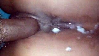 Ebony Slut In Red Rides Bareback Cock To Double Cumshot