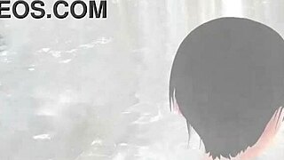 Anime girl leo tries secret hot spring mixed bath without towel