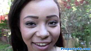 ebony realtor bent over during open house