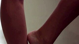 Babe teases with footjob for cumshot