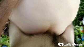 horny girl gets fucked outside in public.