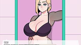 android 18 gets blowjob in short foxicube parody game