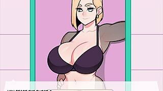 android 18 gets blowjob in short foxicube parody game