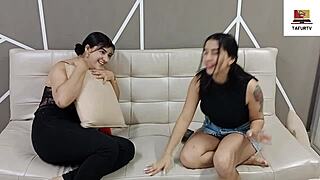 My lesbian friend visits and fucks me, I suck her pussy and tits to record a video for my ex – complete story