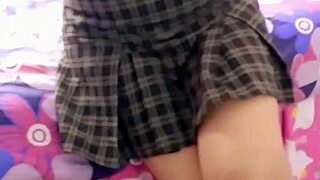 Young Latina student obeys teacher Gustavo, masturbating him and using her tits to milk his cum in his apartment after class.