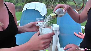 i lost a bet with two german teen girls and we had our first lesbian sex with pissing and real orgasms on vacation at ballerman 6