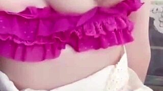 i'm on the balcony with my girlfriend, she's posing all sexy and pulling her panties to play with her wet pussy, then giving a handjob and blowjob with her bare feet