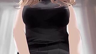 anime babe in black dress, you riding that dick till cum covers you?