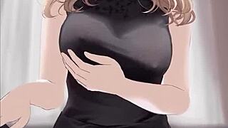 anime babe in black dress, you riding that dick till cum covers you?
