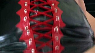 mandy bright dominates otto with bj and latex fuck leading to cumshot on boobs