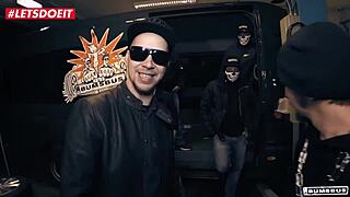 german chubby woman with tattoos in bus