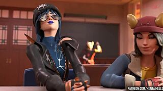 Hentai classroom action with 3D animated classmate
