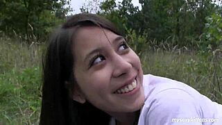 Skinny teen Paula gets fucked outdoors.