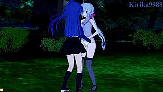 Chris Yukine And Tsubasa Kazanari Intense Lesbian Play