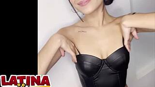 Regina Noir teases in high heels striptease with lingerie