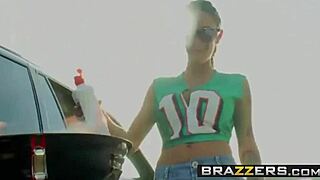 Angelina Valentine sucks big cock during sports day.