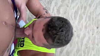 Intense Public Gay Beach Blowjob