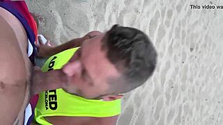 Intense Public Gay Beach Blowjob