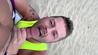 Intense Public Gay Beach Blowjob