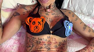 tattooed guy sucks skinny teen by pool