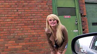 Busty Woman Masturbates in Public Car